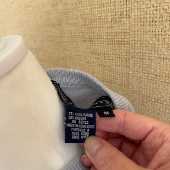 Burberrys Wool Blend Short Sleeve Crewneck Powder Blue Sweater - Sz M - Picture 5 of 7